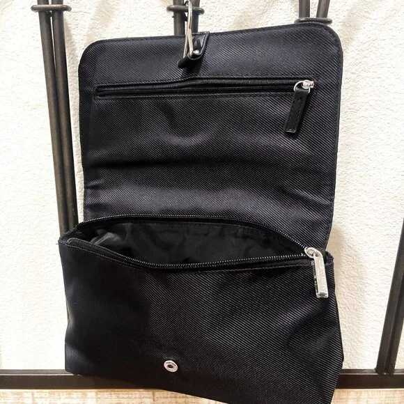 NWT GIORGIO ARMANI Black Fold Over Hangable Toiletry Travel‎ Bag w/ Dust Bag